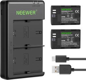 Neewer LP-E6NH 2-Pcs 2250mAh Battery with Dual USB LCD Screen Charger