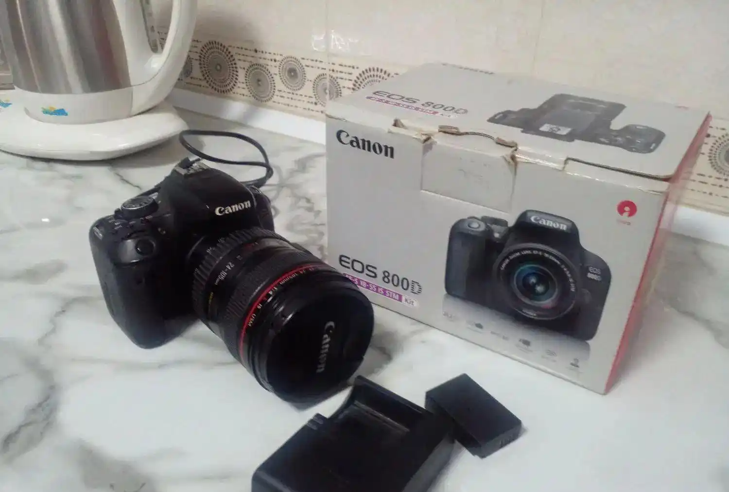 دوربین 800d ولنز 24-105 دست دو