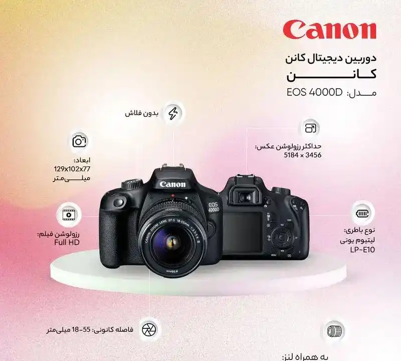 کانن EOS4000D‌، تمیز با ۴۰۰۰ شات و کیف دست دو