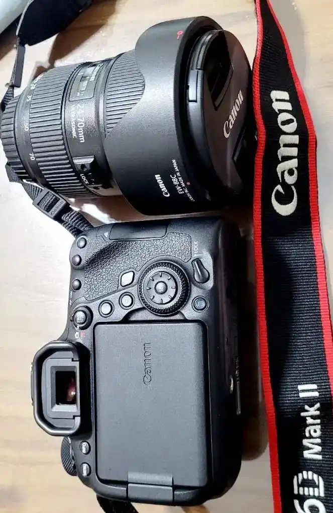 دوربین بادی کنون 6D مارک 2 و لنز کنون 24 70 mm دست دو