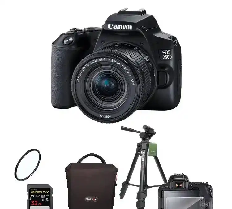 دوربین عکاسی کنون 250d دی  با لوازم کامل نو نو دست دو